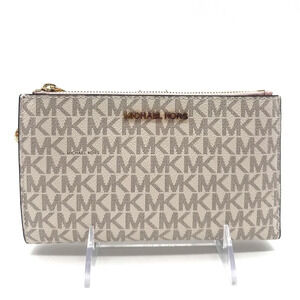 Michael Kors Large Double Zip Wallet Wristlet Vanilla/Light Pink